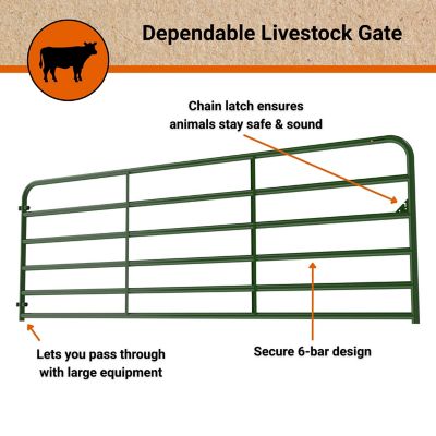 Image showing  12 ft. x 52 in. 6-Bar Tube Gate, 2 in. Tube, Green
