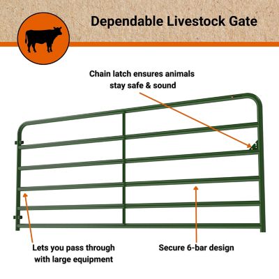 Image showing  10 ft. x 52 in. 6-Bar Tube Gate, Green, 2 in. Tube