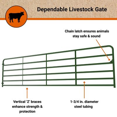 Image showing  16 ft. x 52 in. 6-Bar Tube Gate, 2 in. Tube, Green