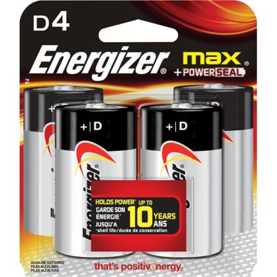Energizer D Max Batteries, 4-Pack