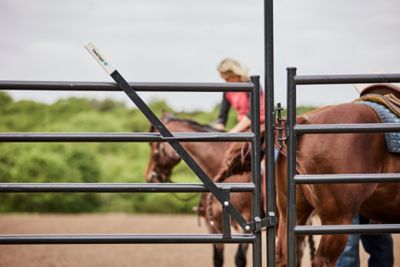 Image showing  6 ft. x 9 ft. 6-Bar Equine Corral Walk Through with 5 ft. Tall Gate, 1-3/4 in. Tube, Gray