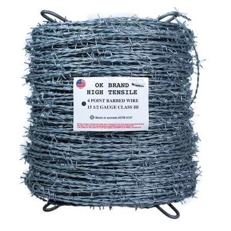 OKBRAND 1320 ft Barbed Wire 15.5 Gauge 2 Point High Strength CLASS 3 1320 ft Barbed Wire