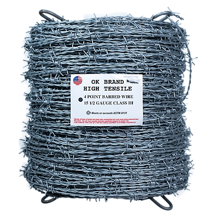 OKBRAND 1,320 ft. 15.5 Gauge 2-Point High-Tensile CLASS 3 Barbed Wire