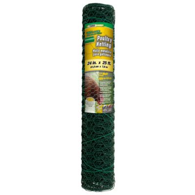 YARDGARD 1 in. Mesh 25 ft. x 24 in. Handy Roll Vinyl-Coated Poultry Netting/Chicken Wire, Green