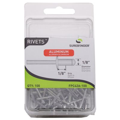 Surebonder 1/8 in. x 1/8 in. Short Aluminum Rivet, 100-Pack