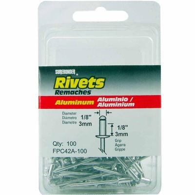 Image showing  1/8 in. x 1/8 in. Short Aluminum Rivet, 100-Pack