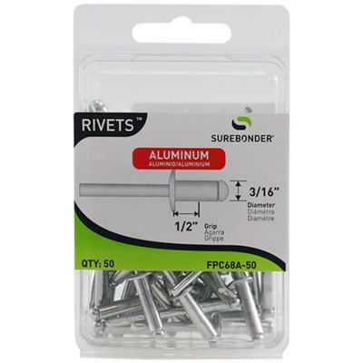 Surebonder 3/16 in. x 1/2 in. Long Aluminum Rivet, 50-Pack