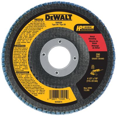 DeWALT 80 Grit 4-1/2 in. x 7/8 in. Type 29 High Performance Flap Disc