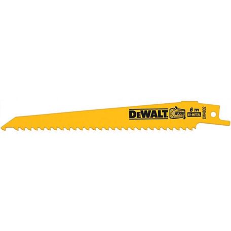 DeWALT 6 in. 6 TPI Reciprocating Saw Blade, Taper Back, 5-Pack