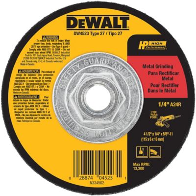 Image showing 4-1/2 in. x 1/4 in. x 5/8 in.-11 A24R Grit High Performance Metal Grinding Wheel