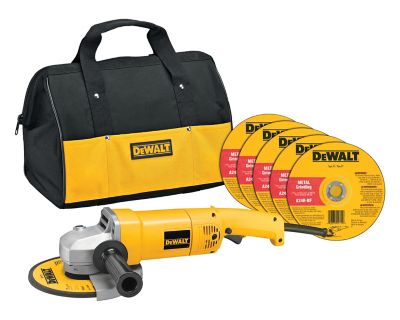 DeWALT 7 in. Diameter 13A Medium Angle Grinder with Bag and Grinding Wheels