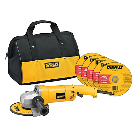 DeWALT 7 in. Dia. 13A Medium Angle Grinder with Bag and Grinding Wheels