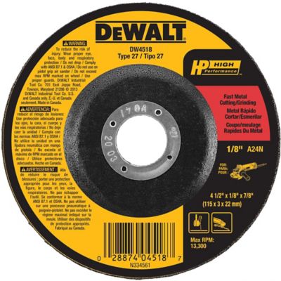 Image showing  4-1/2 in. x 1/8 in. x 7/8 in. High Performance Type 27 Metal Cutting and Grinding Wheel