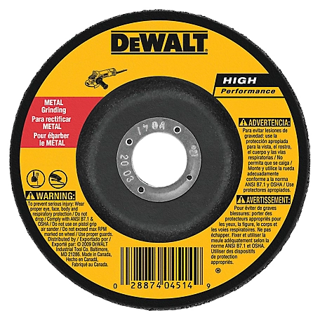 DeWALT 4-1/2 in. x 1/4 in. x 7/8 in. High Performance Grinding Wheel Type 27, Metal/Stainless Steel