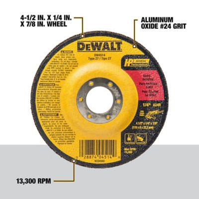 Image showing  4-1/2 in. x 1/4 in. x 7/8 in. A24R Grit Type 27 High Performance Grinding Wheel, Metal/Stainless Steel