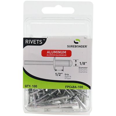 Surebonder 1/8 in. x 1/4 in. Medium Aluminum Rivet, 100-Pack