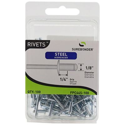 Surebonder 1/8 in. x 1/4 in. Medium Steel Rivet, 100-Pack