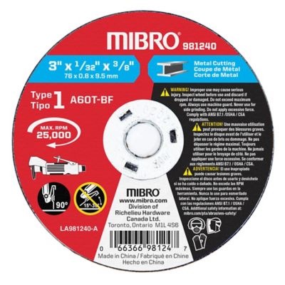 Mibro 3 in. x 1/32 in. x 3/8 in. Metal Cut-Off Abrasive Wheel, Type 1