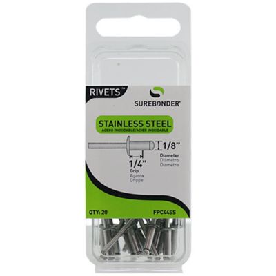 Surebonder 1/8 in. Diameter Medium Stainless Steel Rivet, 20-Pack