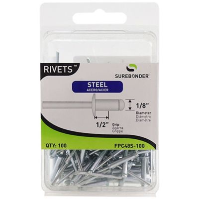 Surebonder 1/8 in. Diameter x 1/2 in. Medium Steel Rivet, 100-Pack