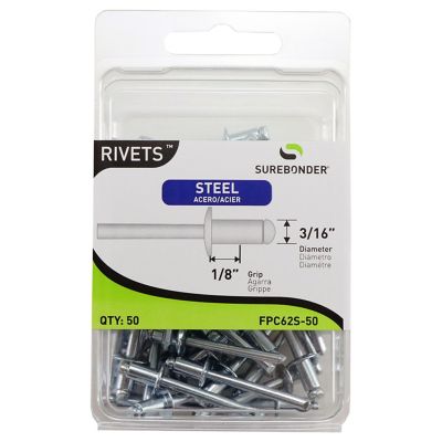 Surebonder 3/16 in. x 1/8 in. Short Steel Rivet, 50-Pack