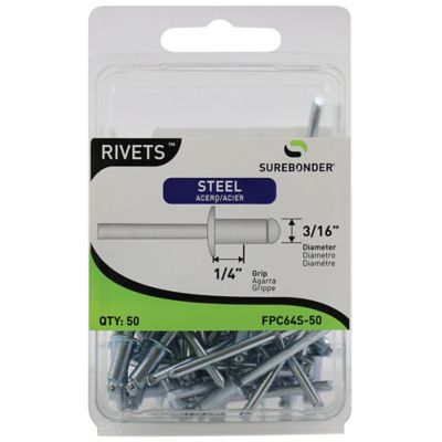 Surebonder 3/16 in. x 1/4 in. Medium Steel Rivet, 50-Pack