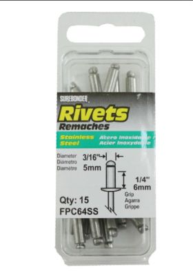 Image showing  3/16 in. x 1/4 in. Medium Stainless Steel Rivet, 15-Pack