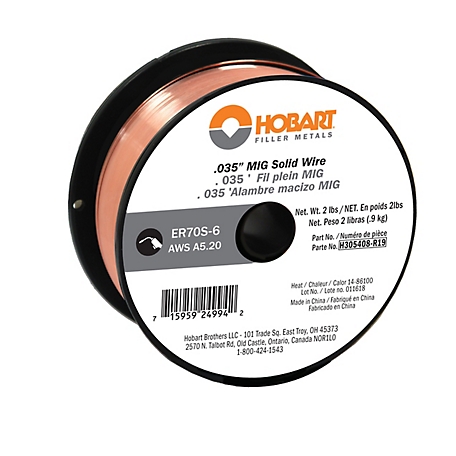Hobart 0.035 in. ER 70S-6 Carbon Steel Solid Welding Wire, 2 lb. Spool