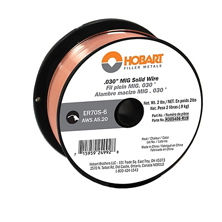 Hobart 0.030 in. ER 70S-6 Carbon Steel Solid Welding Wire, 2 lb. Spool