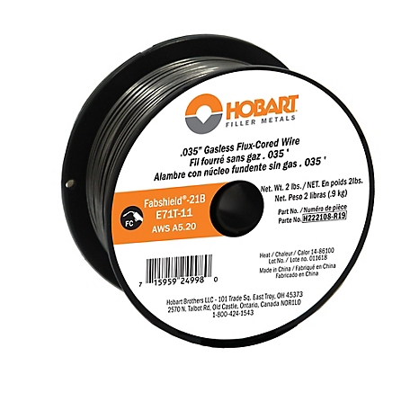 Hobart 0.035 in. Flux-Cored E71T-11 Welding Wire, 2 lb. Spool, 325-850 Degrees Fahrenheit Operating Range