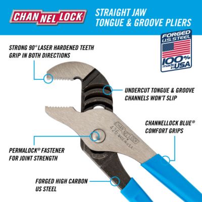 Image showing  6.5 in. Tongue and Groove Pliers