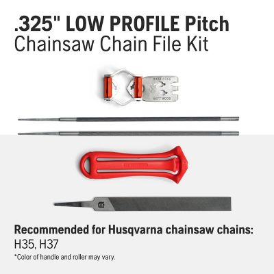 Image showing  Pitch Low Profile Chainsaw Chain File Kit with Handle, 3/8 in., Gauge, Round Files and Flat File, 5-Pack