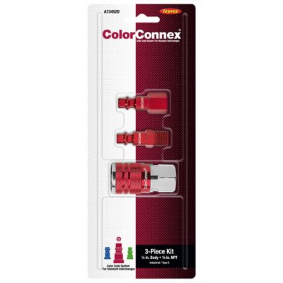 Image showing  1/4 in. ColorConnex Type D Body Red Coupler and Plug Kit, 3 pc.