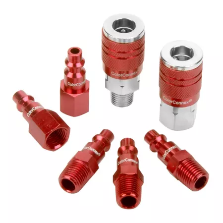 Legacy ColorConnex Industrial Coupler and Plug Kit 7 Piece. Air Hose Fittings