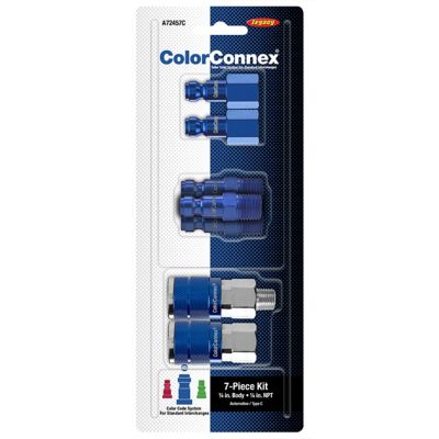 Image showing  1/4 in. ColorConnex Type C Body Blue Coupler and Plug Kit, 7 pc.