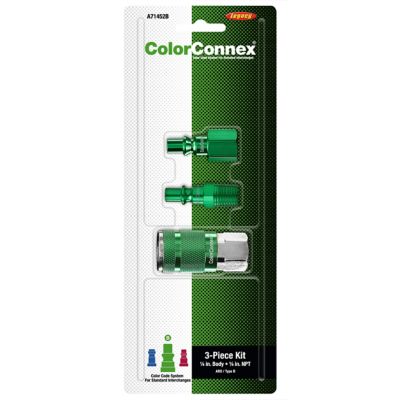 Image showing  1/4 in. ColorConnex Type B Body Green Coupler and Plug Kit, 3 pc.
