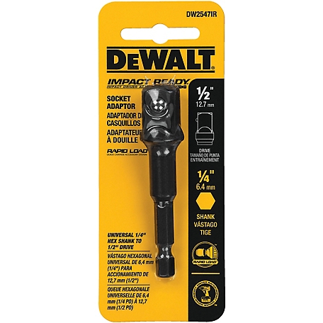 DeWALT DW2547IR 1/4 in. Hex Shank to 1/2 in. Socket Adapter (Impact Ready)