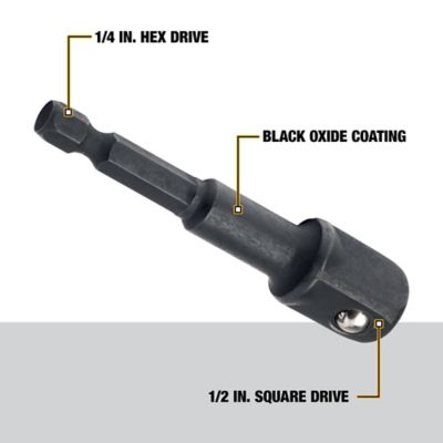 Image showing  1/4 in. Hex Shank to 1/2 in. Socket Adapter, Impact Ready