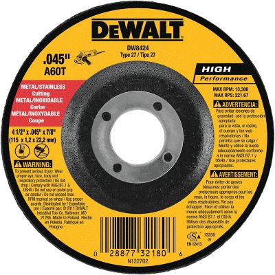 DeWALT 4-1/2 in. x 0.045 in. x 7/8 in. High Performance Type 27 Metal and Stainless Cutting Wheel
