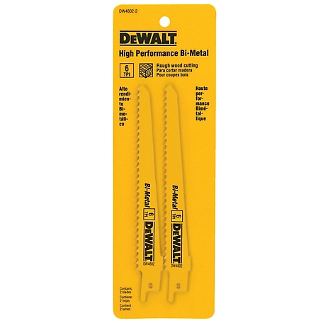 DeWALT 6 in. 6 TPI Taper Blade Wood Cutting Reciprocating Saw Blade, 2-Pack