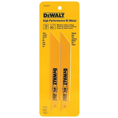 DeWALT 6 in. 14 TPI Straight Back Bi-Metal Reciprocating Blade, 2-Pack