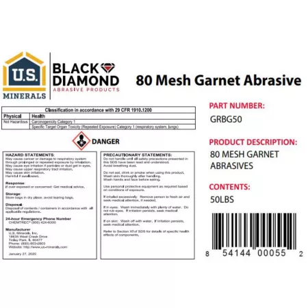 U.S Minerals 50 lb Garnet Abrasive Sandblasting Media