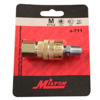 Image showing 8 th Milton M-Style 1/4 in. FNPT Coupler & 1/4 in. MNPT Plug Kit, S-711