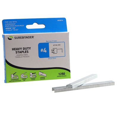 Surebonder 1/4 in. 20 Gauge Heavy-Duty Staples, 0.417 in. Crown, 1,250 ct.