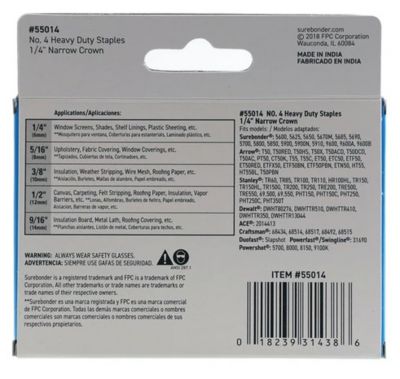 Image showing  1/4 in. 20-Gauge Heavy-Duty Staples, 0.417 in. Crown, 1,250 ct.