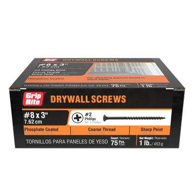 Grip-Rite 3 in. Coarse Drywall Screw, 1 lb. Box, Approximate Count of 83