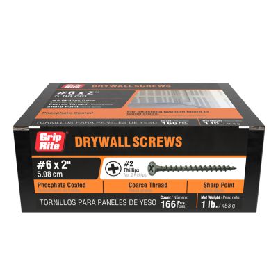 Grip-Rite 2 in. Coarse Drywall Screw, 1 lb. Box, Approximate Count of 175