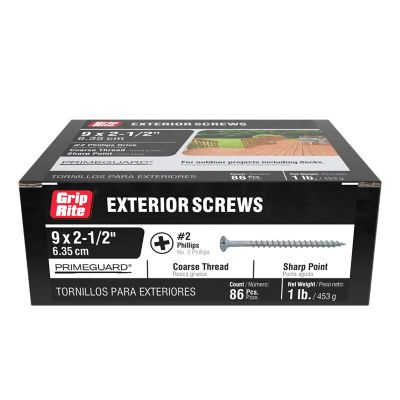 Grip-Rite 2-1/2 in. PrimeGuard Ten Exterior Screw, 1 lb. Box, Approximate ct. of 86