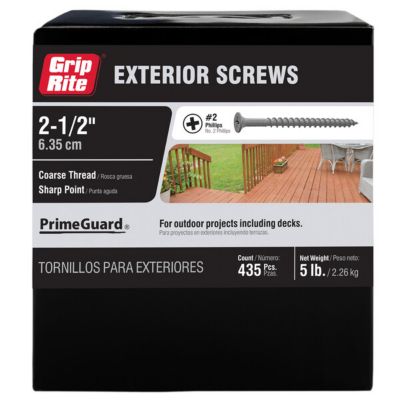 Grip-Rite 2-1/2 in. PrimeGuard Ten Exterior Screw, 5 lb. Box, Approximate ct. of 430