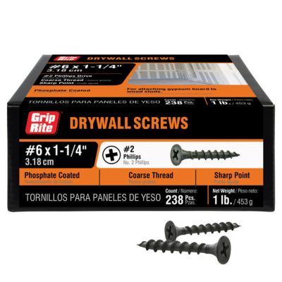 Image showing  1-1/4 in. Black Coarse Drywall Screws, 238-Pack